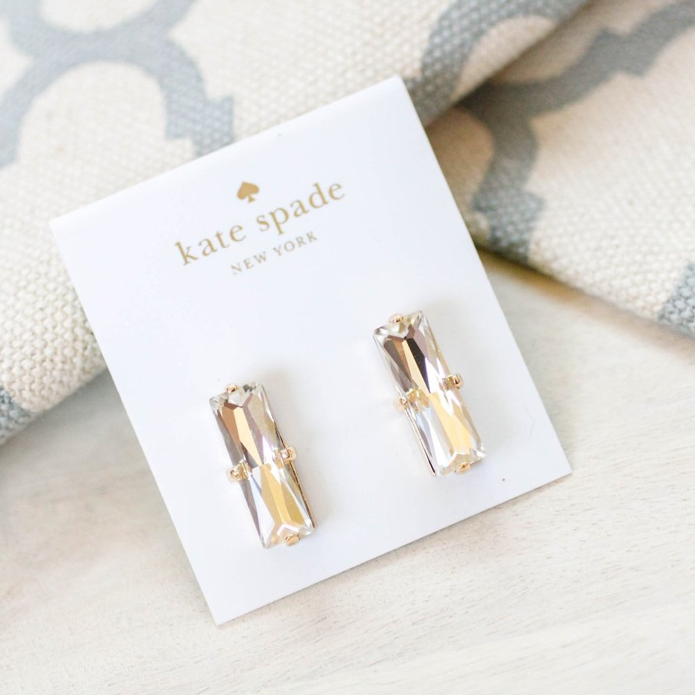 kate spade shiny crystal bar minimalism boho statement earrings